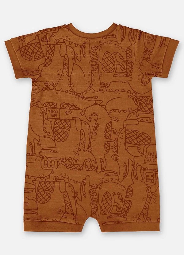 Up Baby - Macaquinho Bebê Menino Malha Flamê Marrom 3