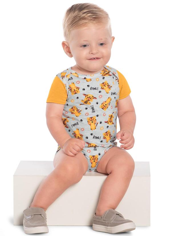 Kyly - Macaquinho Bebê Menino Tigres Cinza