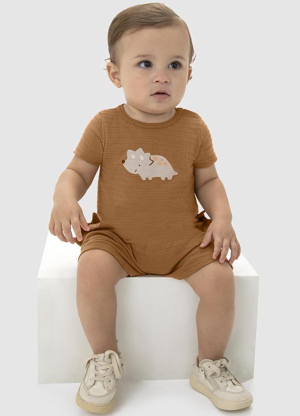 Malwee Kids - Macaquinho Caramelo Dino com Aplique Menino