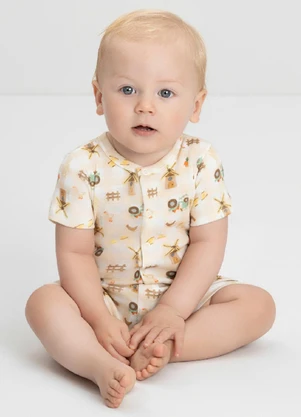 Macaquinho Comfy para Bebê Menino Up Baby Bege - UP BABY
