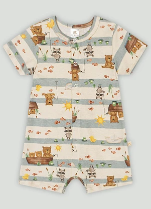 Up Baby - Macaquinho Comfy para Bebê MeninoBranco - UP BABY