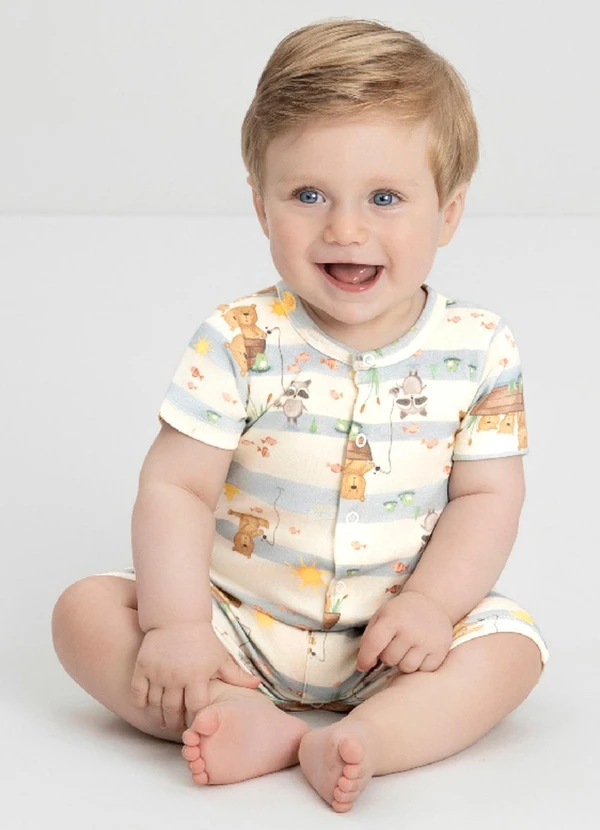 Up Baby - Macaquinho Comfy para Bebê MeninoBranco