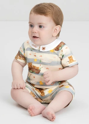 Up Baby - Macaquinho Comfy para Bebê Menino Marrom - UP BABY