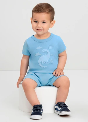 Macaquinho Dino para Bebê Menino Quimby Azul - QUIMBY