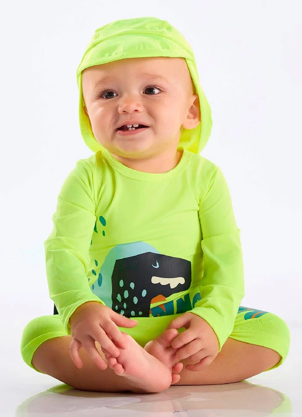 Up Baby - Macaquinho Dino Praia Fps+50 Up Baby Amarelo