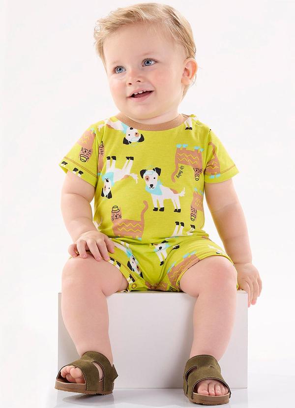 Up Baby - Macaquinho em Meia Malha Menino Verde