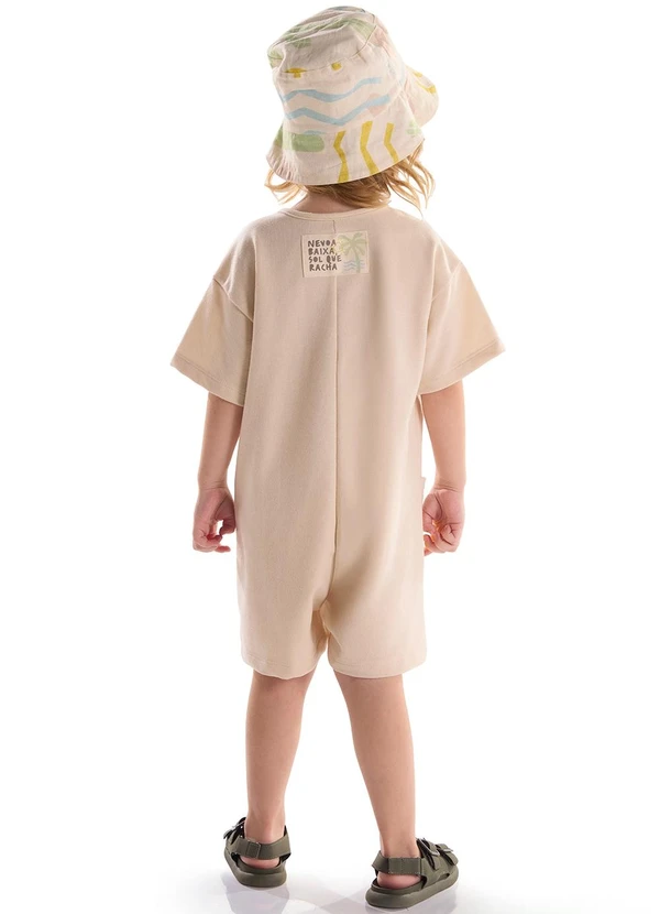 Três e Já - Macaquinho Infantil em Moletom Bege 2