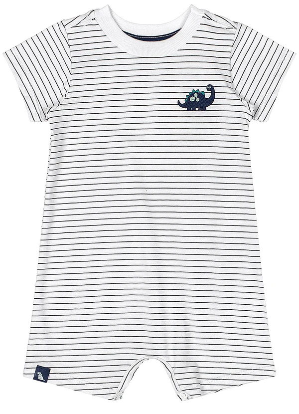 Quimby - Macaquinho Listrado para Bebê Branco