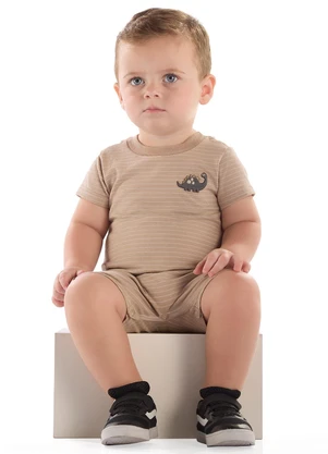 Quimby - Macaquinho Listrado para Bebê Marrom - QUIMBY