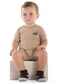 Quimby - Macaquinho Listrado para Bebê Branco - variação: Marrom