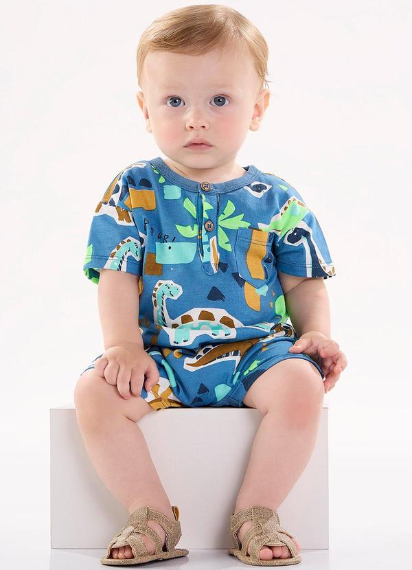 Up Baby - Macaquinho Menino em Meia Malha Azul