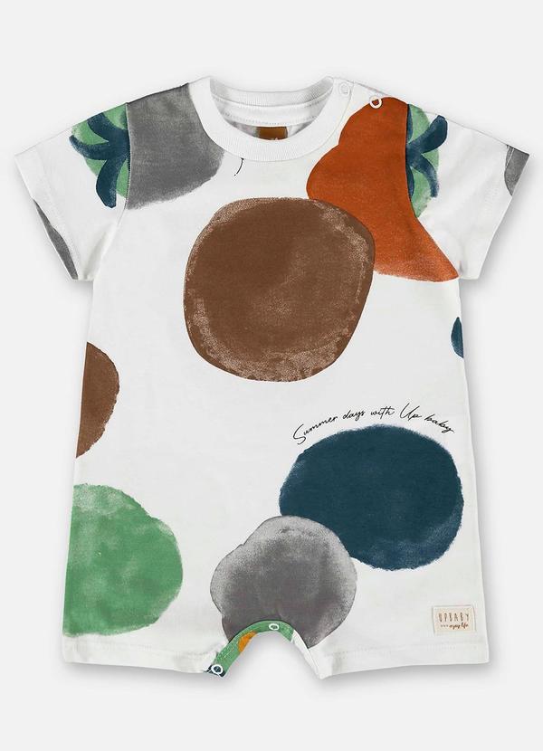 Up Baby - Macaquinho para Bebê em Meia Malha Branco