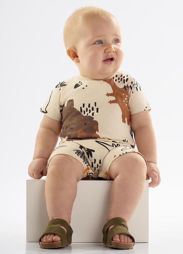 Up Baby - Macaquinho para Bebê em Meia Malha Marrom