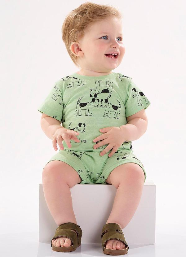 Up Baby - Macaquinho para Bebê em Meia Malha Verde