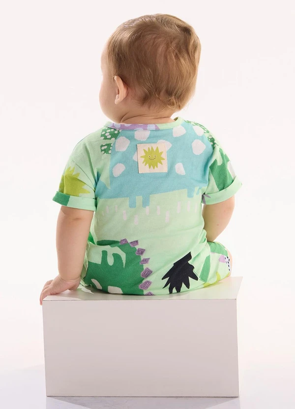 Três e Já - Macaquinho para Bebê em Meia Malha Verde 2