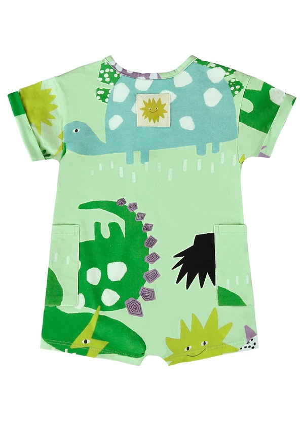 Três e Já - Macaquinho para Bebê em Meia Malha Verde 4