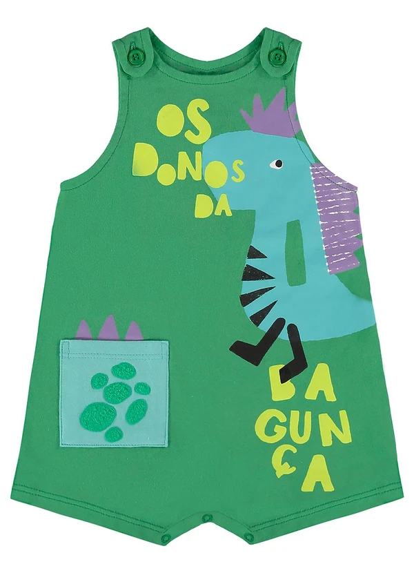 Três e Já - Macaquinho para Bebê em Meia Malha Verde 2