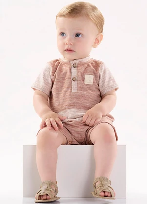 Up Baby - Macaquinho para Bebê Menino Marrom - UP BABY