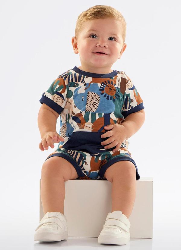 Up Baby - Macaquinho para Bebê Menino Safari Azul