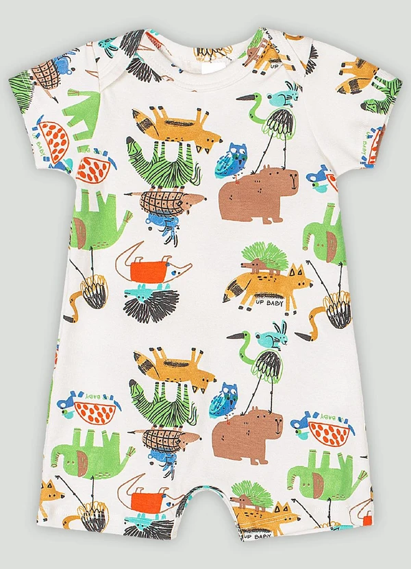 Up Baby - Macaquinho para Bebê Menino Up Baby Branco