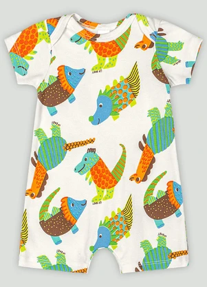 Up Baby - Macaquinho para Bebê Menino Branco - UP BABY