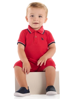 Quimby - Macaquinho Polo Bebê em Piquet Vermelho - QUIMBY