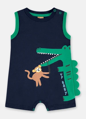 Up Baby - Macaquinho Regata Bebê Menino Algodão Azul - UP BABY