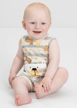 Up Baby - Macaquinho Regata Comfy para BebêBranco - UP BABY