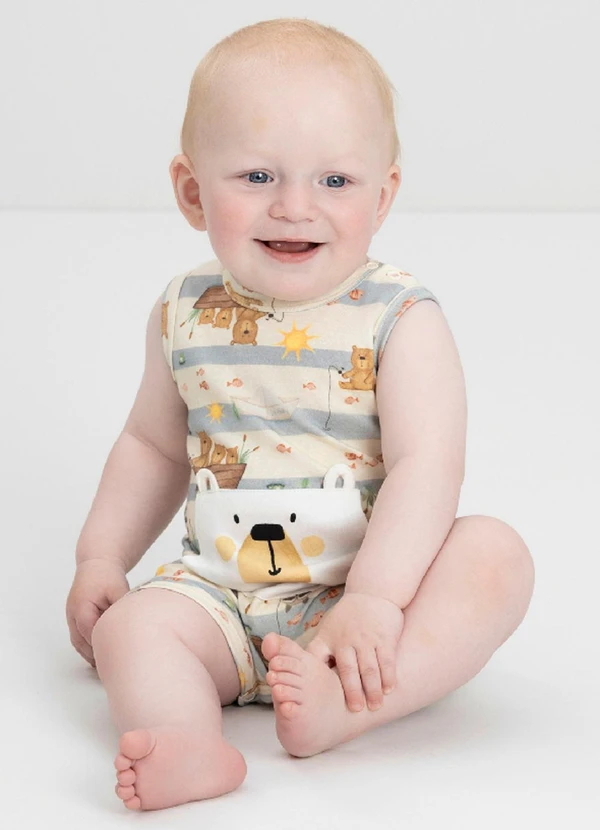 Up Baby - Macaquinho Regata Comfy para BebêBranco
