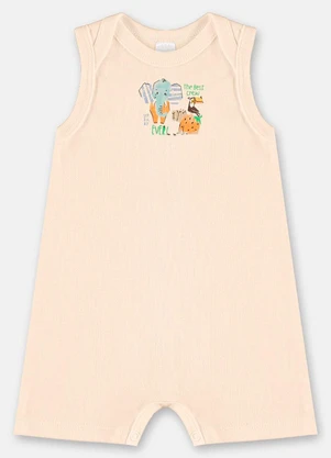 Up Baby - Macaquinho Regata para Bebê Menino Bege - UP BABY