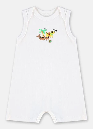 Up Baby - Macaquinho Regata para Bebê Menino Branco - UP BABY