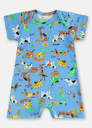 Up Baby - Macaquinho Suedine para Bebê Menino Azul - UP BABY