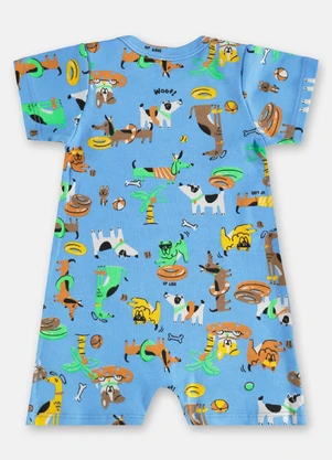 Up Baby - Macaquinho Suedine para Bebê Menino Azul - UP BABY