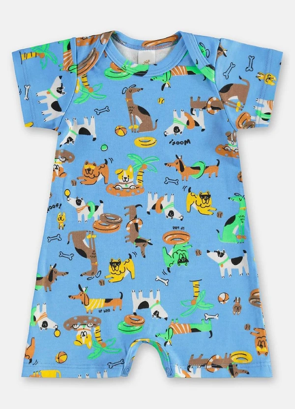 Up Baby - Macaquinho Suedine para Bebê Menino Azul