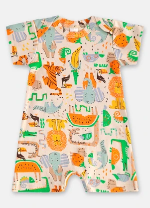 Up Baby - Macaquinho Suedine para Bebê Menino Bege - UP BABY