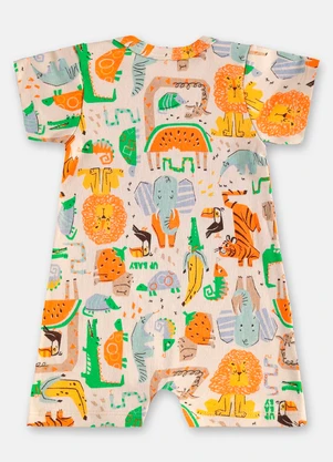 Up Baby - Macaquinho Suedine para Bebê Menino Bege - UP BABY