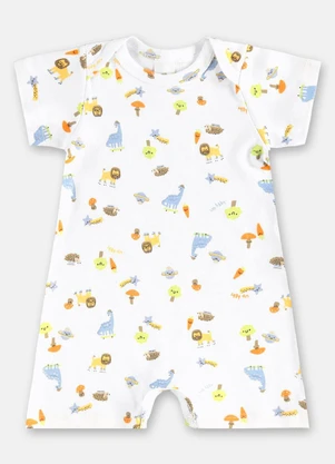 Up Baby - Macaquinho Suedine para Bebê Menino Branco - UP BABY