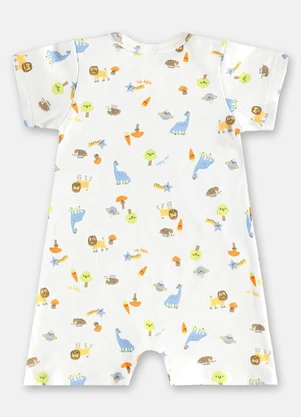 Up Baby - Macaquinho Suedine para Bebê Menino Branco - UP BABY