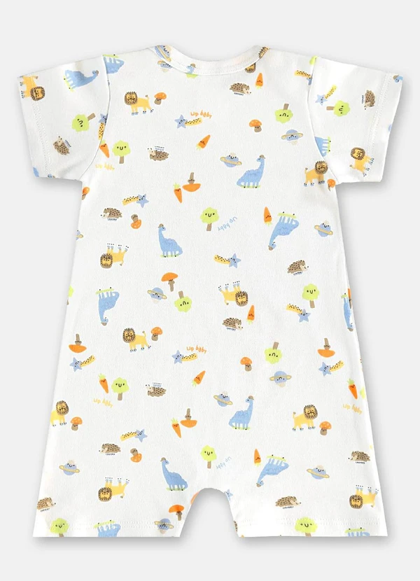 Up Baby - Macaquinho Suedine para Bebê Menino Branco 2