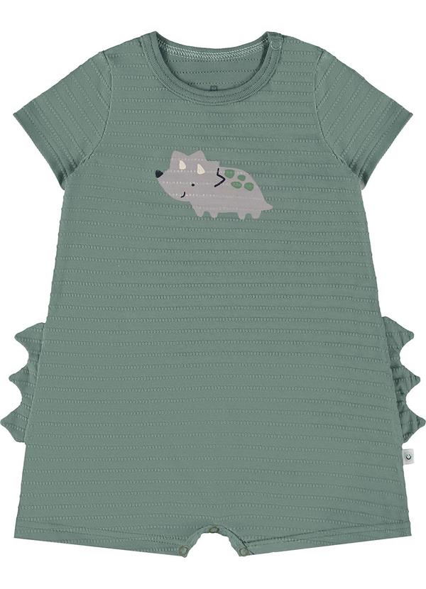 Malwee Kids - Macaquinho Verde Musgo Dino com Aplique Menino