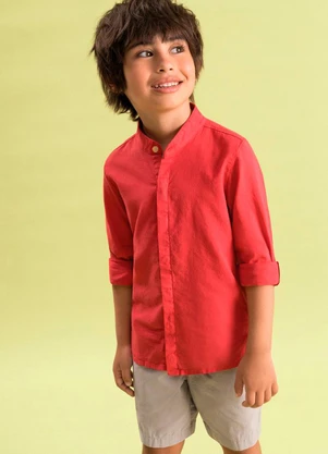 Bugbee - Bata Infantil em Tecido Cambraia Vermelho - BUGBEE