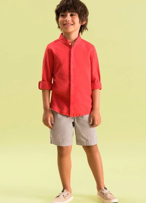 Bugbee - Bata Infantil em Tecido Cambraia Vermelho - BUGBEE