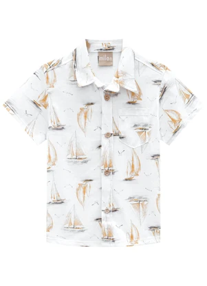 Milon - Camisa Adulto Menino em Algodão Branco - MILON