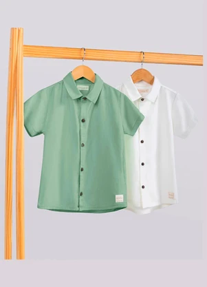Bugbee - Camisa Infantil em Tecido Natural Branco - BUGBEE