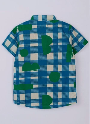 Bugbee - Camisa Infantil em Tecido Xadrez Azul - BUGBEE