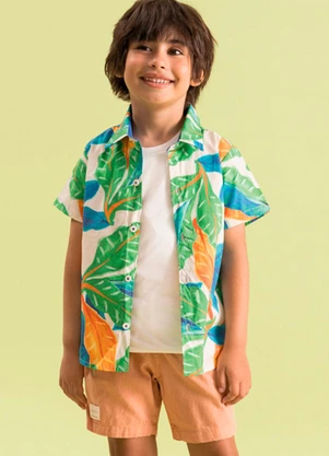 Bugbee - Camisa Infantil Estampada Flora Masc Branco - BUGBEE