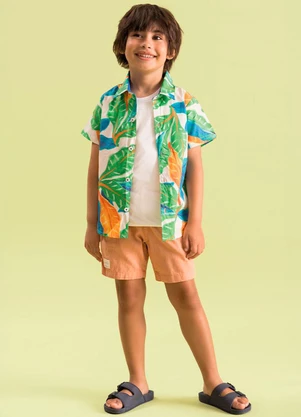 Bugbee - Camisa Infantil Estampada Flora Masc Branco - BUGBEE