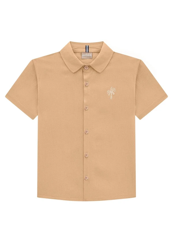 Milon - Camisa Infantil Menino Bordado Bege 3