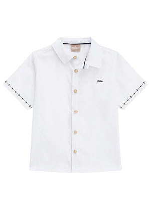 Milon - Camisa Infantil Menino em Algodão Branco - MILON