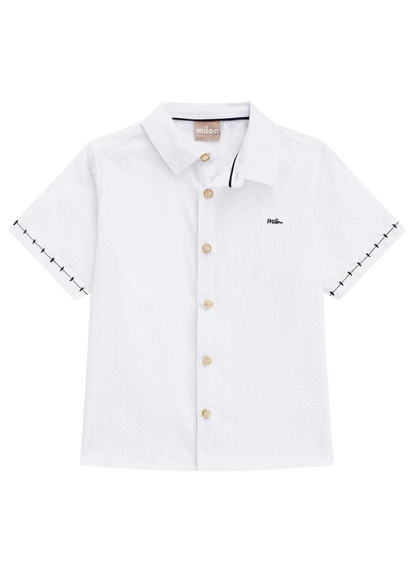 Milon - Camisa Infantil Menino em Algodão Branco